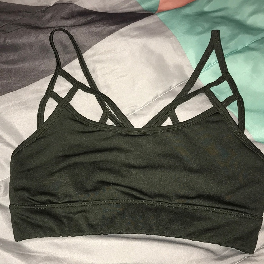 Green sports bra.